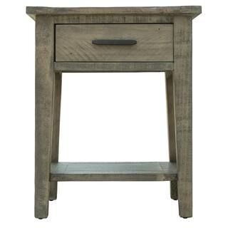 AndMakers Ashford 16.9 in. x 20.1 in. Gray Rectangular Reclaimed Wood End Table with Storage Shel... | The Home Depot