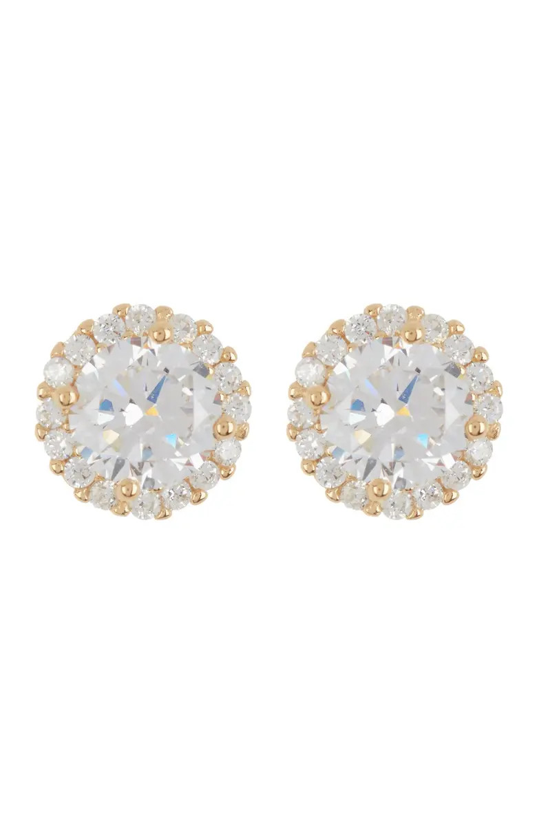 14K Yellow Gold Plated Swarovski Crystal Halo Stud Earrings | Nordstrom Rack