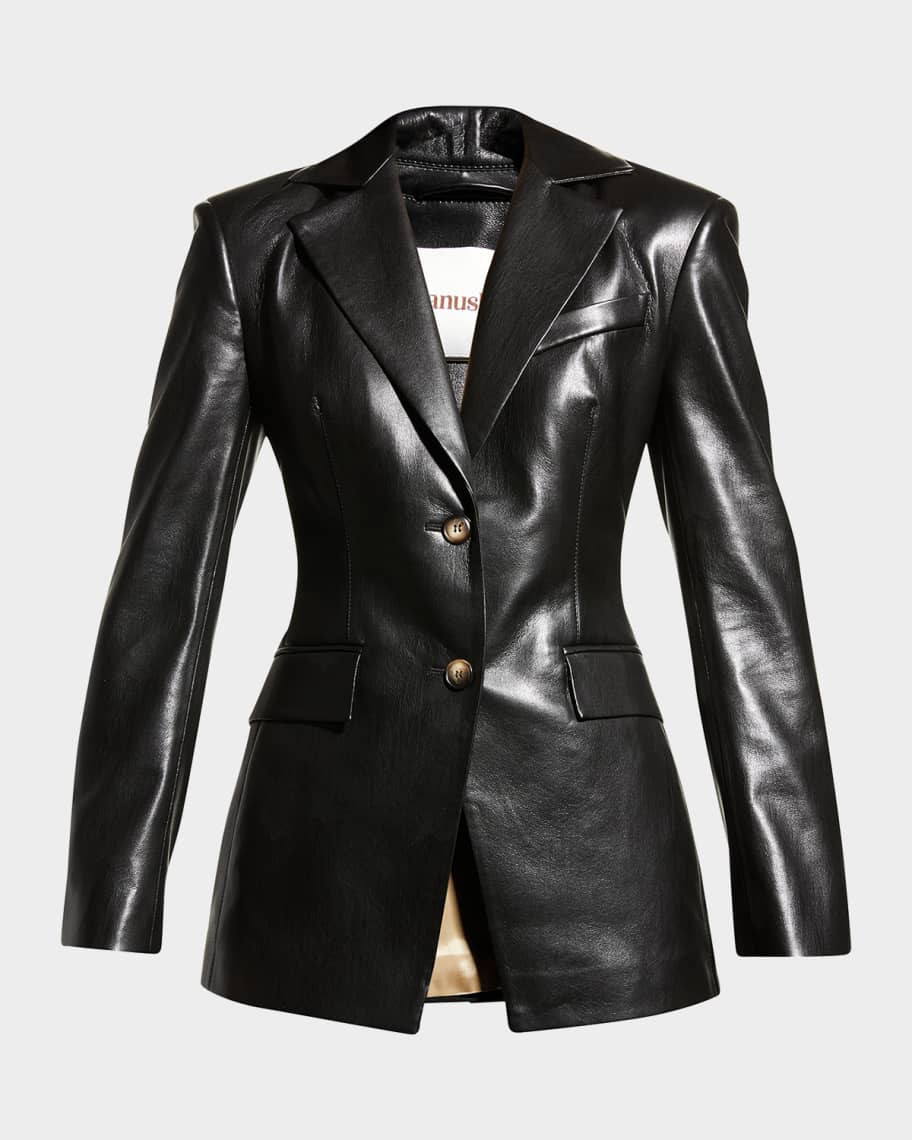 Hathi Single-Breasted Faux Leather Blazer | Neiman Marcus