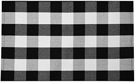 EARTHALL Buffalo Plaid Outdoor Rug 27.5 x 43 Inches Cotton Hand-Woven Checkered Front Door Mat, W... | Amazon (US)