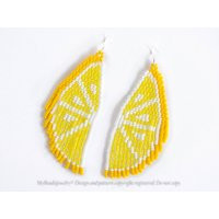 Lemon Fruit Earrings, Yellow Beaded Fringe Earrings, Handmade Seed Bead High-Quality Beadwork Gift, Silver Ear Wires Pierced Ears | Etsy (US)