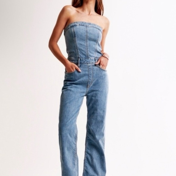 Abercrombie & Fitch Women's Light Blue Denim Jumpsuit | Poshmark
