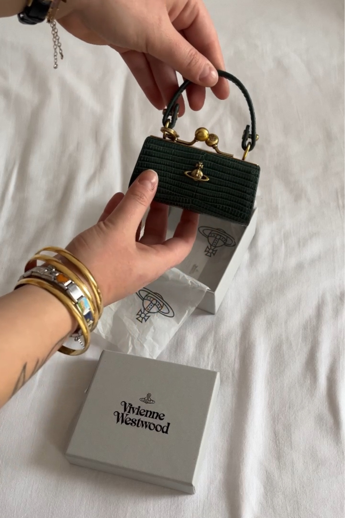 i unboxed my new vivienne westwood lazed doll bag! it was a 10 year anniversary gift from my boyfriend and completely obsessed with this new addition to my mini bag collection 💌🥺 — ig: @jessicaeishow 

#LTKMostLoved #LTKitbag #LTKeurope