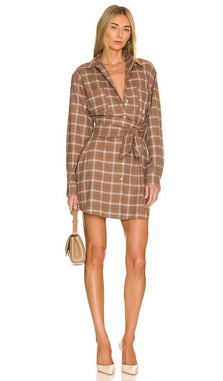 Brett Lightweight Flannel U-Back Mini Dress in Mesa Tan Plaid | Revolve Clothing (Global)