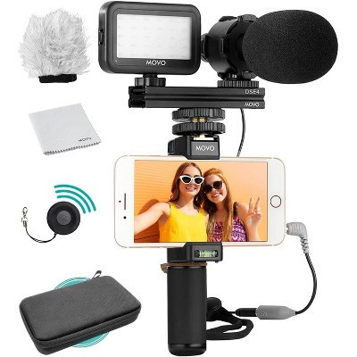 Movo Vlog Kit V7 - YouTube Starter Kit with Grip, Stereo Microphone, Light, and Wireless Remote | Target