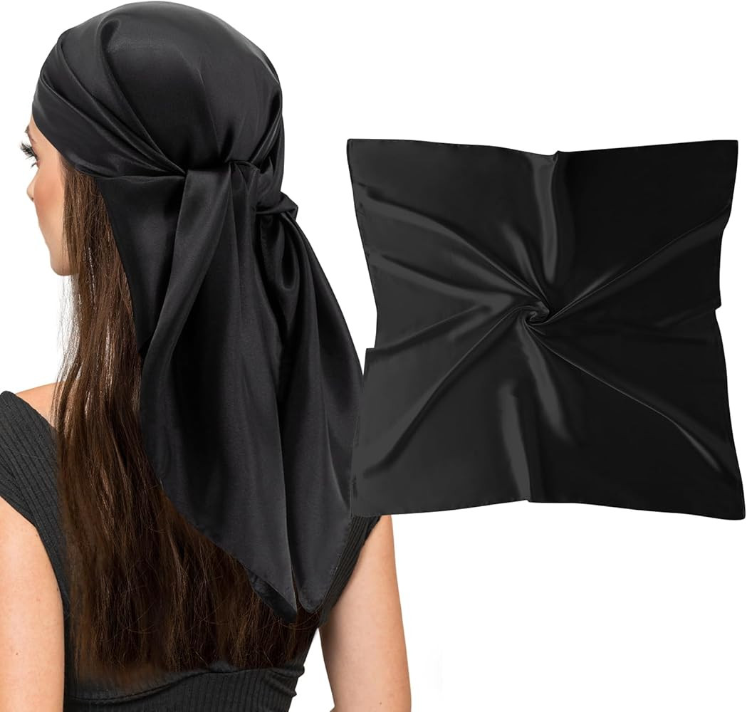 vimate 35" Square Silk Like Head Scarf - Women's Fashion Silk Feeling Scarf for Hair Wrapping and... | Amazon (US)