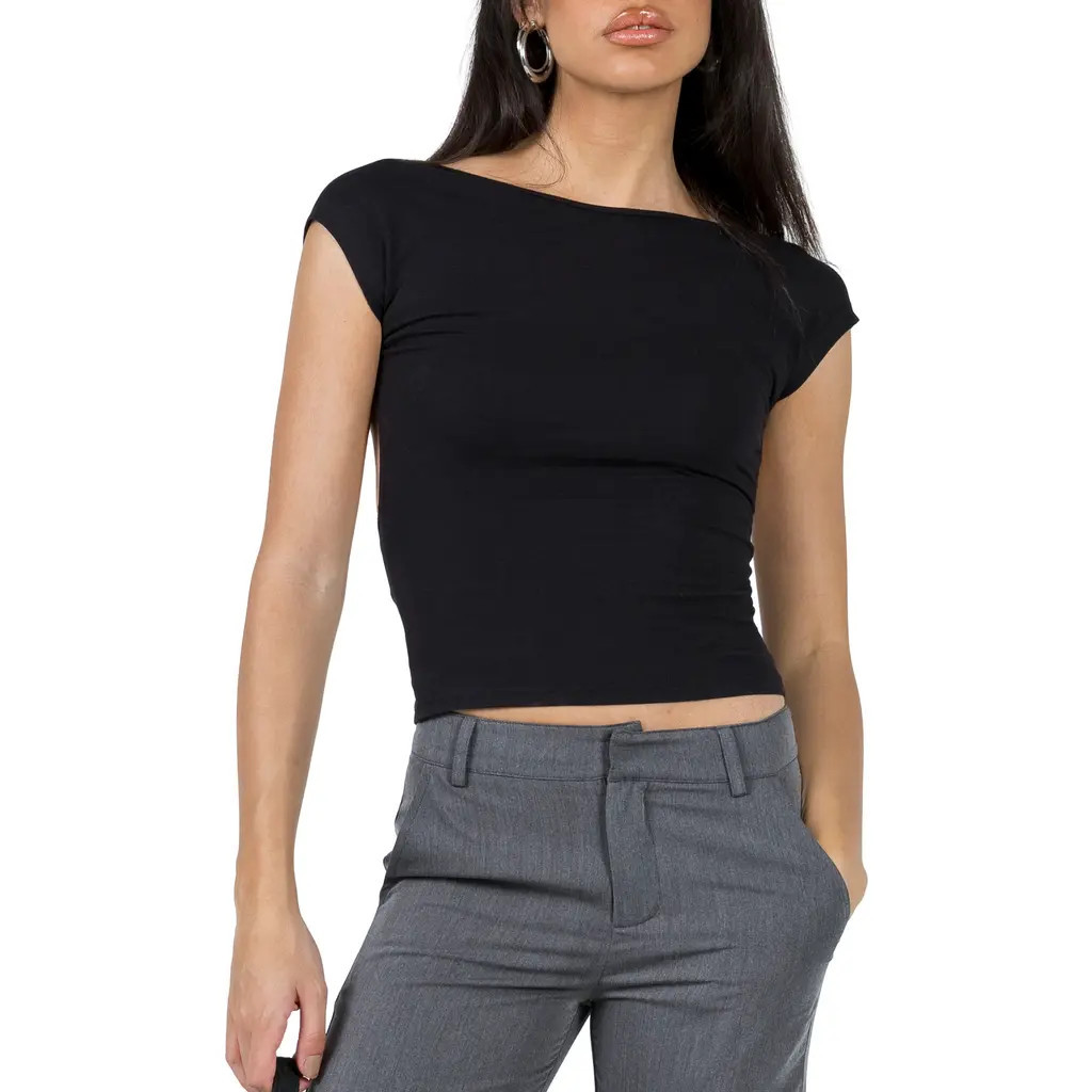 Princess Polly Rosalinda Open Back Top in Black at Nordstrom, Size 2 | Nordstrom