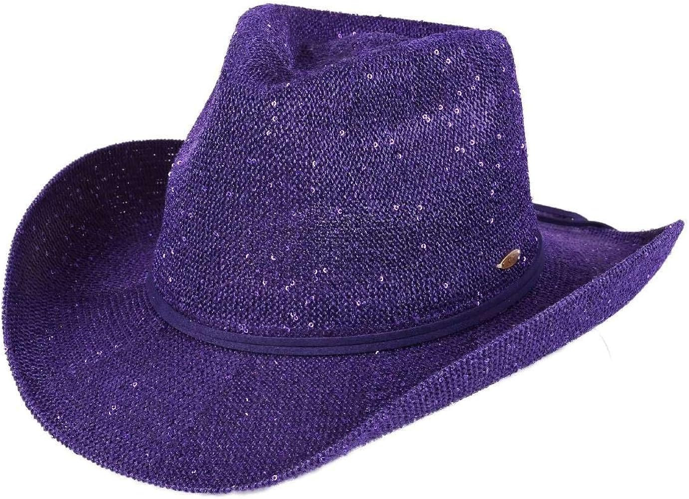 C.C Sparkly Sequin Cowboy Hat with Suede String Trim, Purple | Amazon (US)