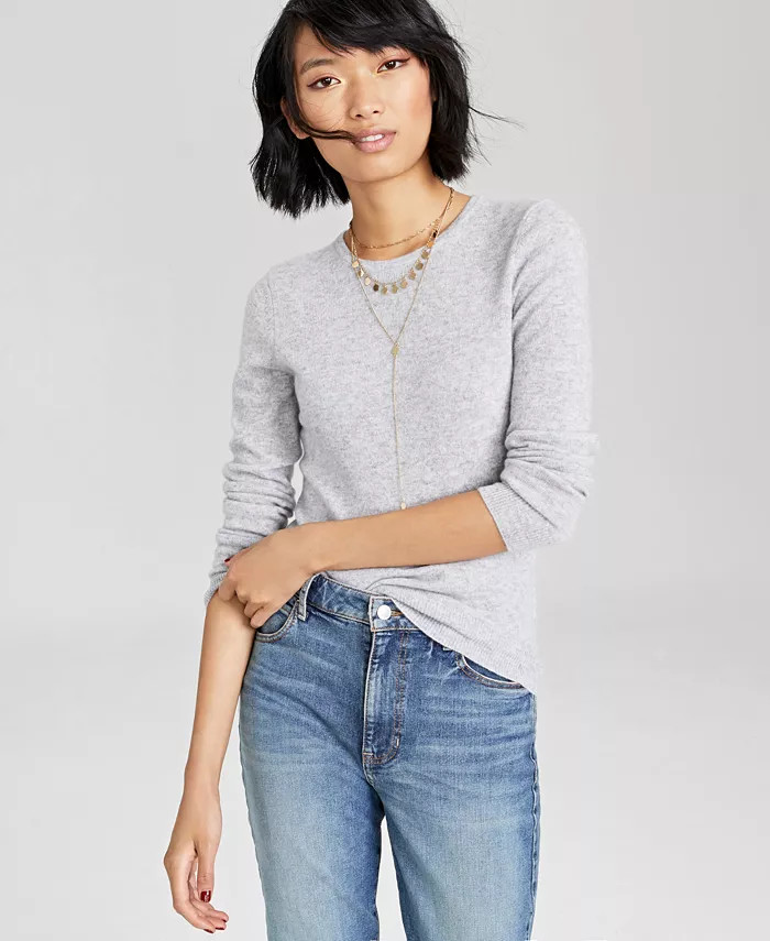 Women's 100% Cashmere Crewneck Sweater, Created for Macy's | Macys (US)