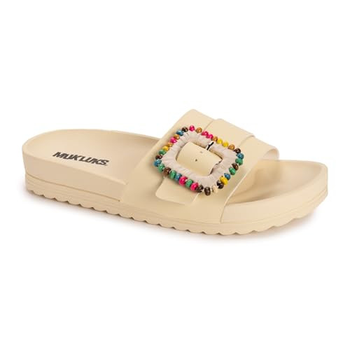 MUK LUKS Women's Grand Colette Sandal, Vanilla, 9 | Amazon (US)