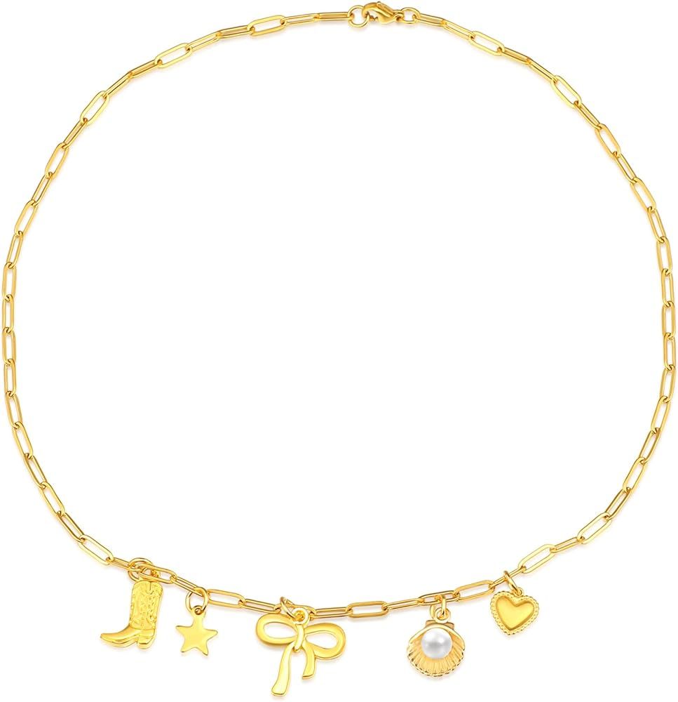 Bow Coastal Cowgirl Charm Necklace Dainty Gold Bow Choker Bowknot Chain Necklace Bow Jewelry Gift... | Amazon (US)