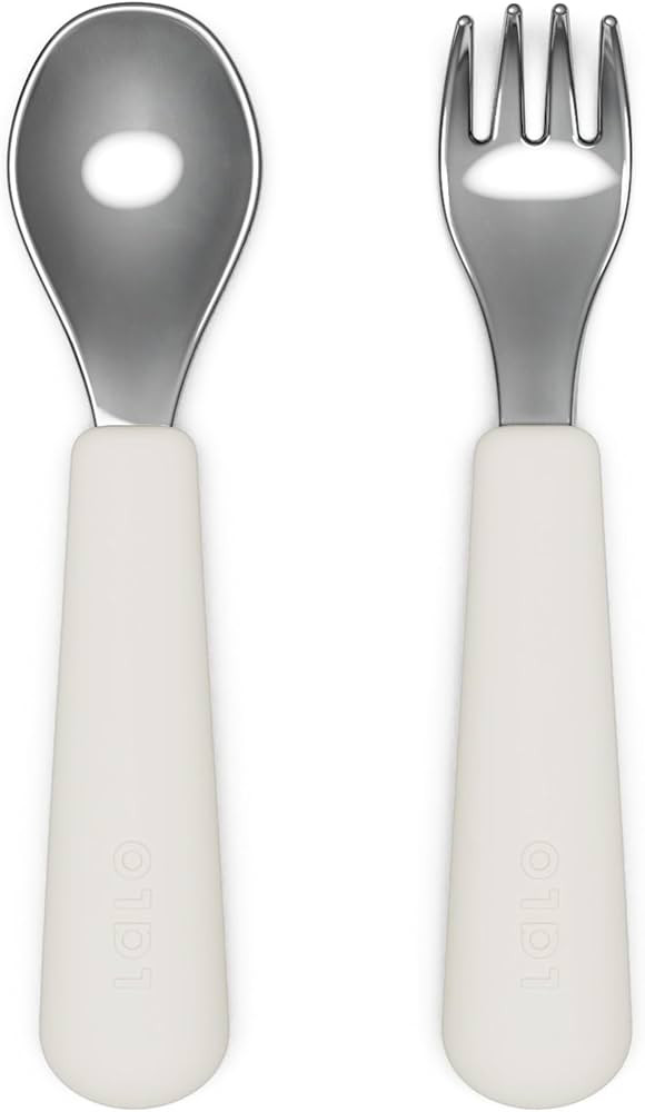 Lalo Utensils - Toddler Fork and Spoon Set - Stainless Steel and Silicone Ergonomic Toddler Utens... | Amazon (US)