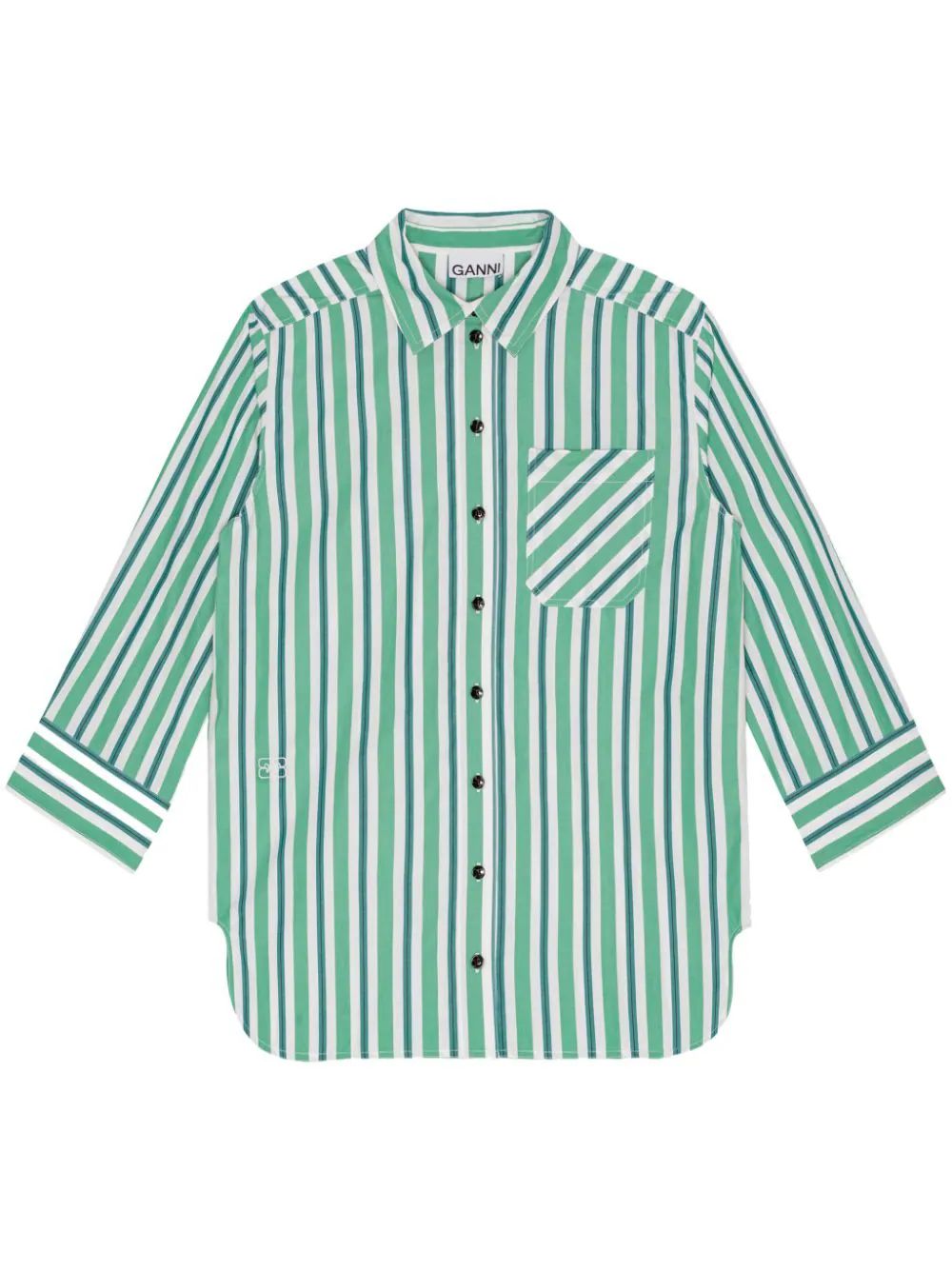 GANNI organic-cotton Striped Shirt - Farfetch | Farfetch Global