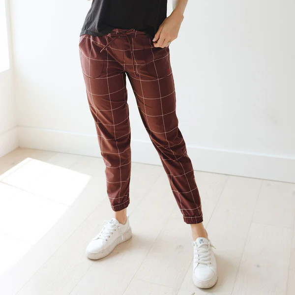 Maroon Windowpane Jetsetters | Albion Fit