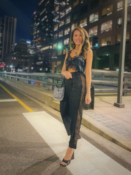 Friday night date night inspo 🖤 This lace cami is so stunning for a night on the town. One of my favorite tops to date. 

Date night outfit, summer outfit, vacation outfit, lace cami, lace camisole, satin, trousers, The Stylizt 



#LTKParties #LTKStyleTip #LTKSeasonal