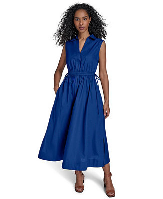 Women's Cotton Drawstring Sleeveless Midi Dress | Macy's