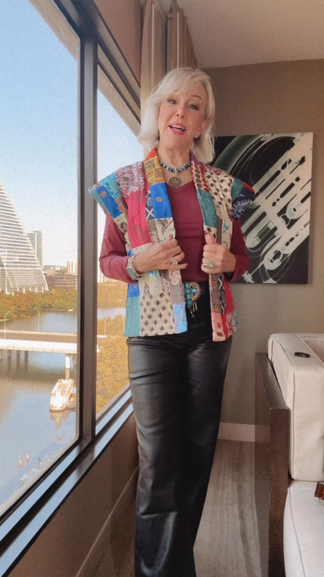  Cropped Puffer Vest Floral Print Lightweight Sleeveless Quilted Jacket Open Front I am wearing a size small. It is roomy
Veronica Beard Chelsea bootie
Black high rise flare coated denim jeans. I wear a .05 in Chicos unique sizing 
Wearing jewelry from my personal collections. 

#LTKStyleTip #LTKOver40 #LTKFindsUnder50