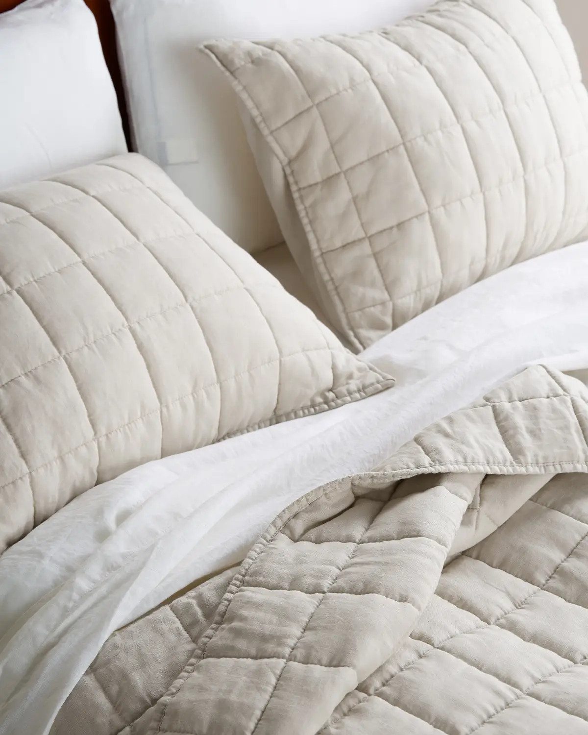 Linen Quilted Sham Set in Sand | Quince