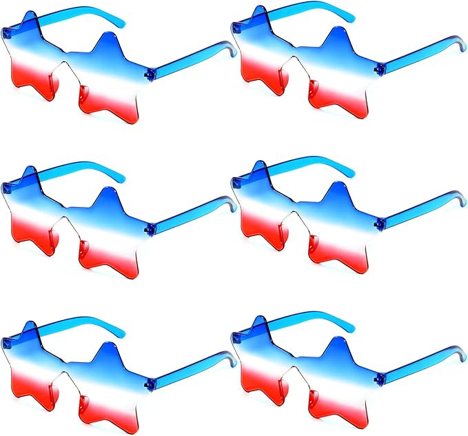 JUSTOTRY 6Pc 4th of July Sunglasses - Patriotic Favor Red White and Blue Decorations Glasses for ... | Amazon (US)