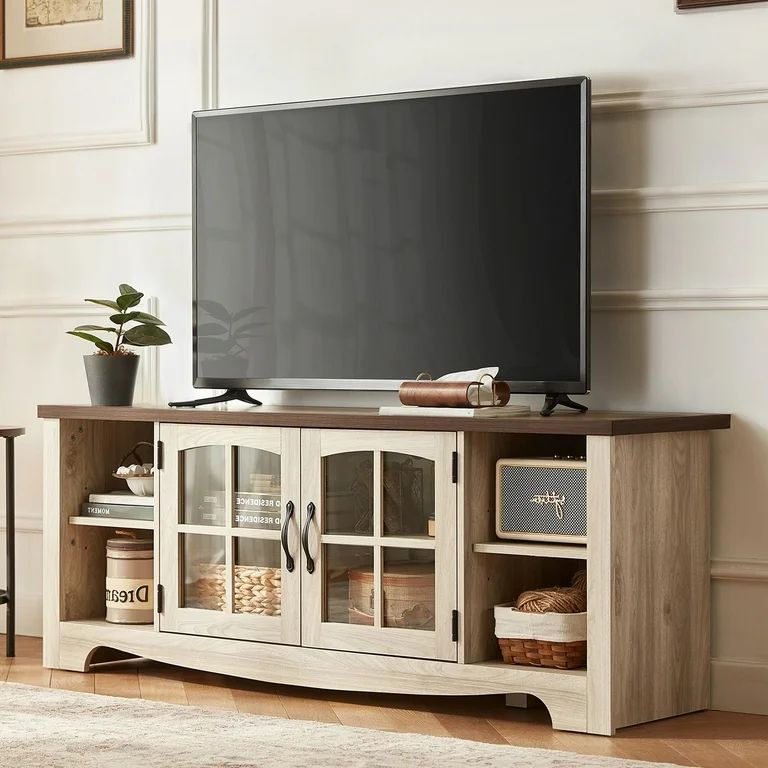 LINSY HOME Modern Farmhouse TV Stand for TVs up to 65",Home Entertainment Center with Storage Cab... | Walmart (US)
