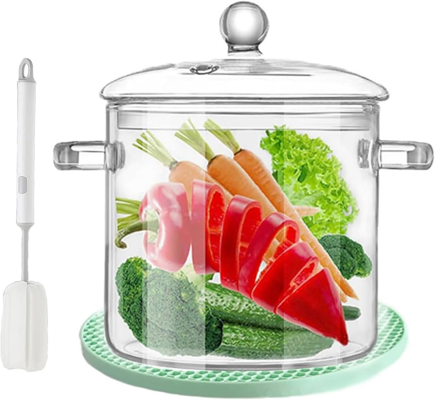 Clear Glass Simmer Pot with Lid for Cooking Potpourri Cookware Saucepan 3L 101OZ Large Pots for S... | Amazon (US)