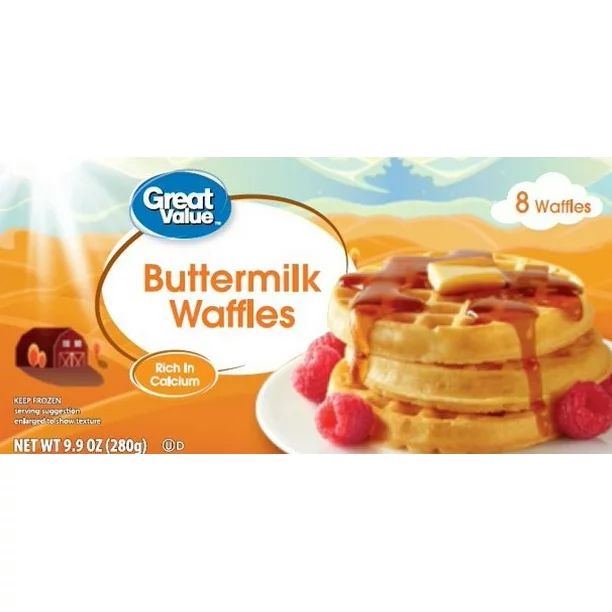 Great Value Buttermilk Waffles, 9.9 oz, 8 Count | Walmart (US)