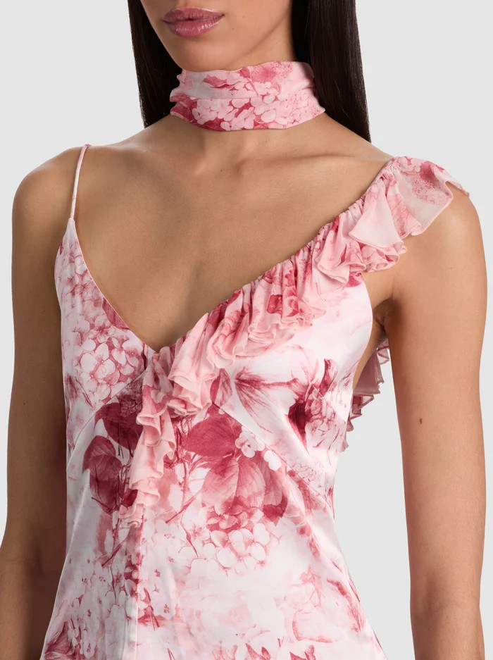 ZELDA RUFFLE TANK WITH SCARF | Alice + Olivia