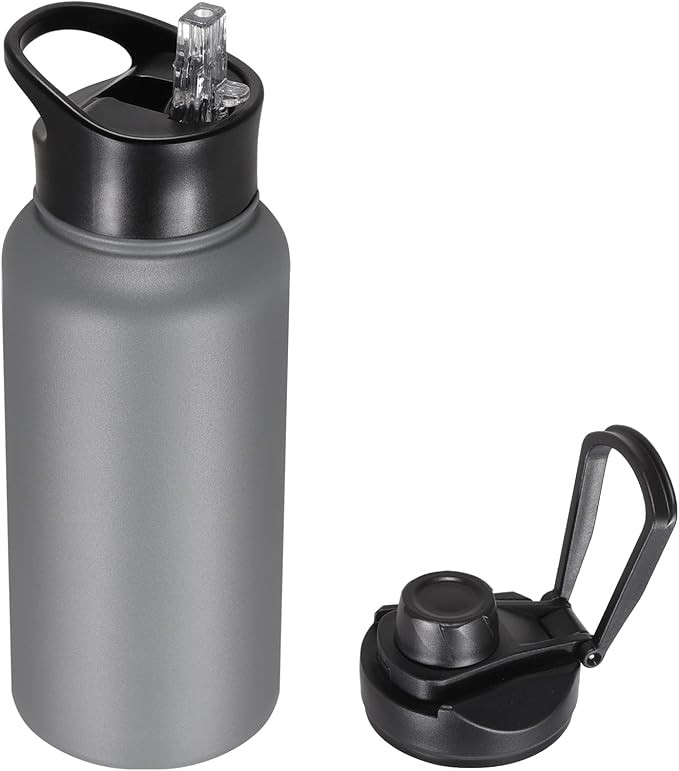 32 oz Insulated Water Bottle with Straw Lid & Wide Mouth Lids, Stainless Steel Sports Water Bottl... | Amazon (US)