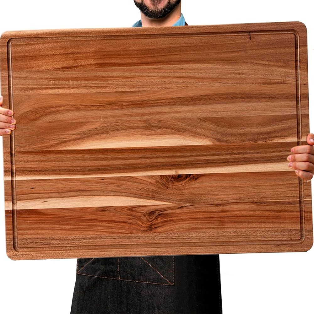 60 cm Extra Large Cutting Board for Kitchen, 24 x 18 Inch Large Wooden Cutting Boards with Juice ... | Amazon (US)