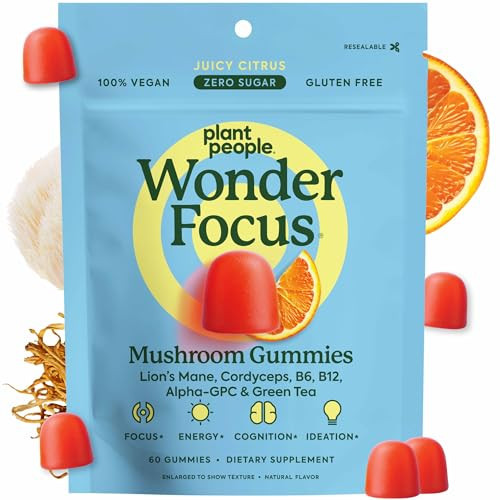 Plant People WonderFocus Mushroom Gummies with Lion’s Mane & Cordyceps 60ct | Amazon (US)