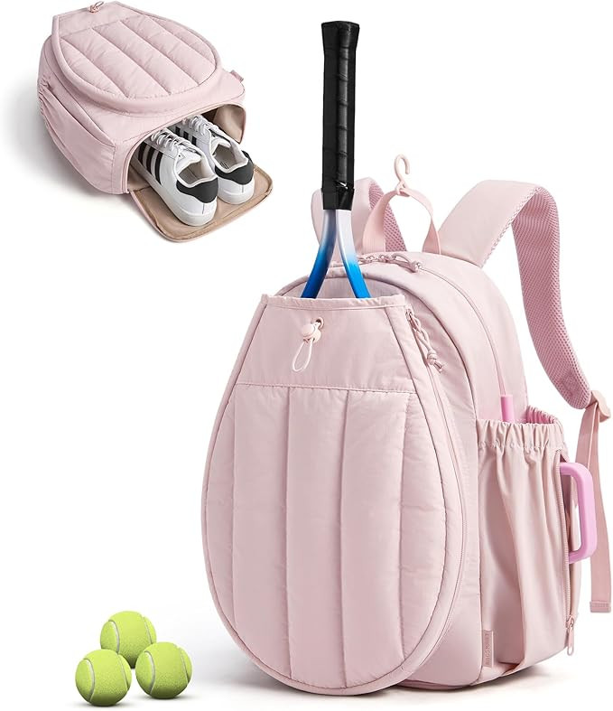 BAGSMART Tennis Gym Bag for Women, Tennis Backpack Holds 2 Rackets with Shoe Compartment, 15.6" L... | Amazon (US)