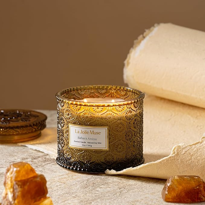 LA JOLIE MUSE Amber Candle, Scented Candles for Home, Large 2-Wick Soy Candles, Candle Gifts for ... | Amazon (US)