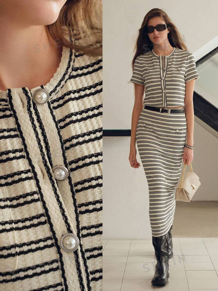 MOTF STUDIO CAMISETA A RAYAS CON BOTONES | SHEIN USA | SHEIN
