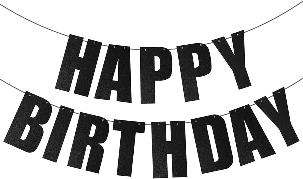 Black Happy Birthday Banner for Birthday Party Decorations Supplies | Amazon (US)