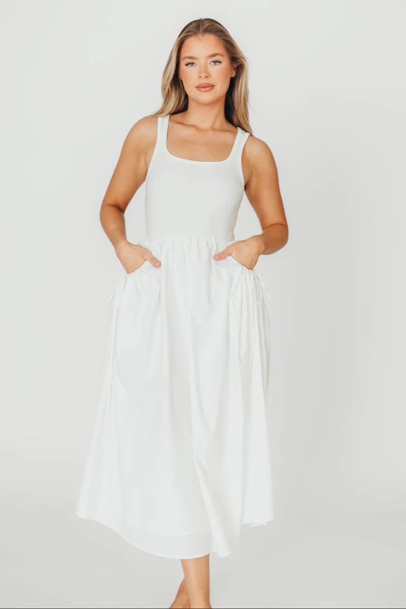 Lucca Midi Dress in Off-White | Worth Collective
