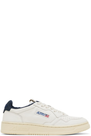 White & Navy Medalist Low Sneakers | SSENSE