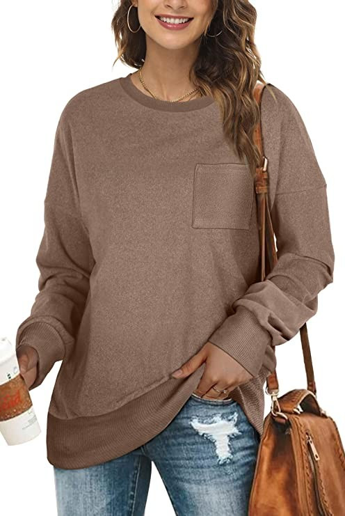 OFEEFAN Sweatshirts for Women Crewneck Long Sleeve Shirts Fall Tunic Tops for Leggings | Amazon (US)