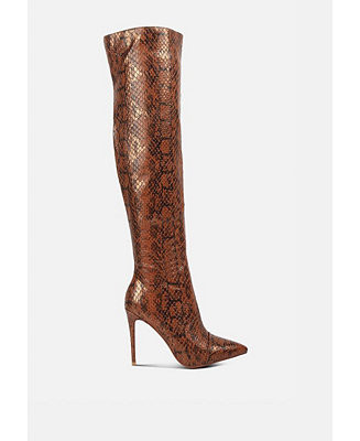 Women's Catalina Snake Print Stiletto Knee Boots | Macy's