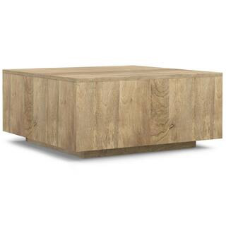 Lockhart 30 in. in Natural Wide Square Solid Mango Wood Modern Square Coffee Table Fully Assembled | The Home Depot