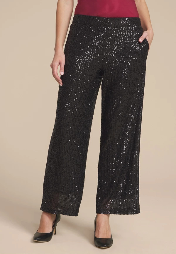 Studio Y Sequin High Rise Wide Leg Pant | Maurices