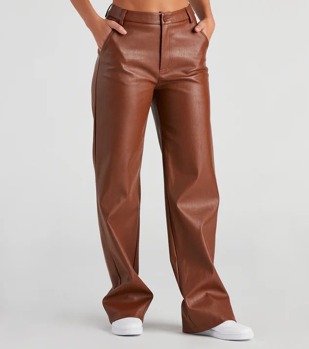 Sleek Faux Leather Straight-Leg Pants | Windsor Stores