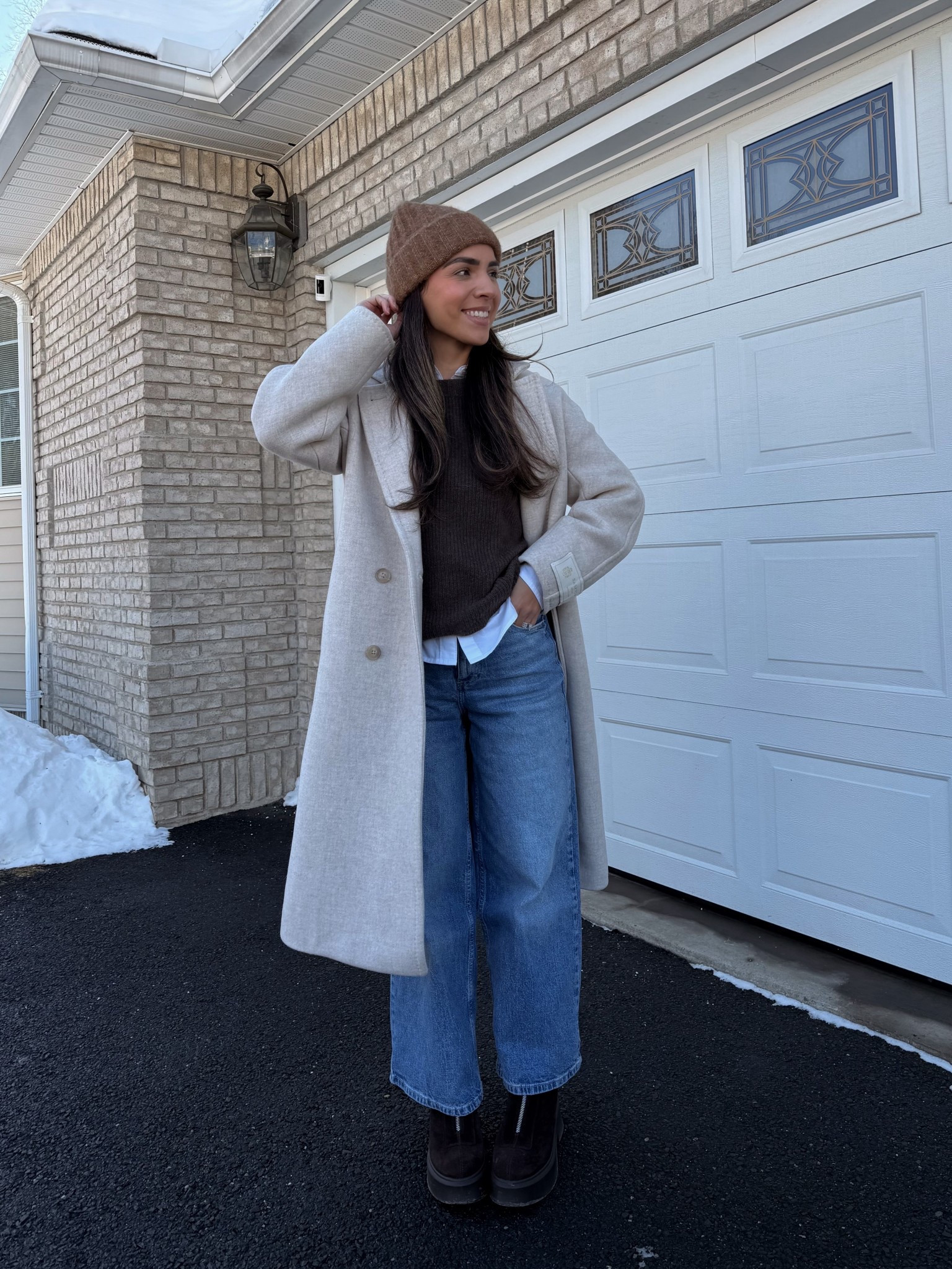 Size 2XS in peacoat (this color is sold out but they have others!), size 26 in jeans, and size small in sweater and button up shirt, TTS in boots 

#LTKPetite #LTKootd