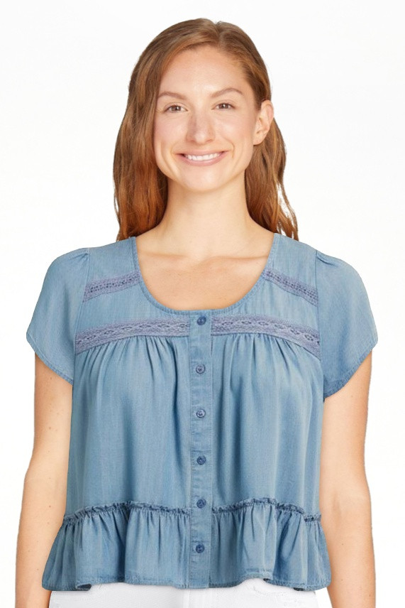 Jessica Simpson Women's Kamiya Cotton Peplum Hem Blouse, Sizes XS-XL | Walmart (US)
