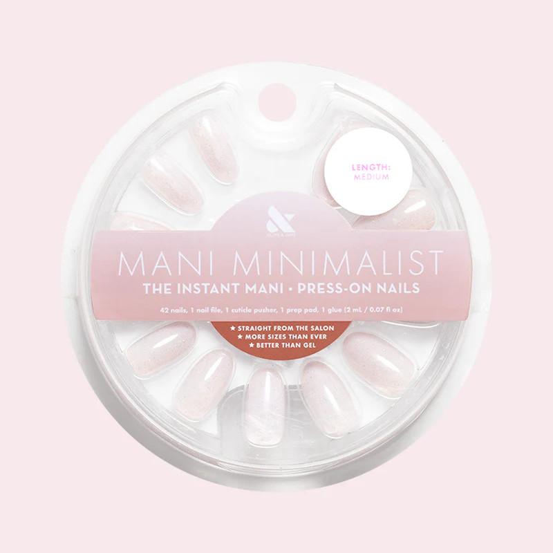 Milky Micro Glitter - Press-On | Medium | Oval | Olive & June