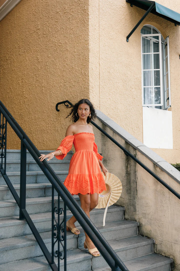 Aniston Off Shoulder Mini Dress - Orange | Petal & Pup (US)