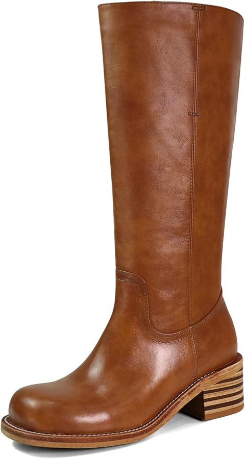 Women's Knee High Boots Square Toe Chunky Block Heel Long Boots for Women Comfortable Low Heel Wo... | Amazon (US)