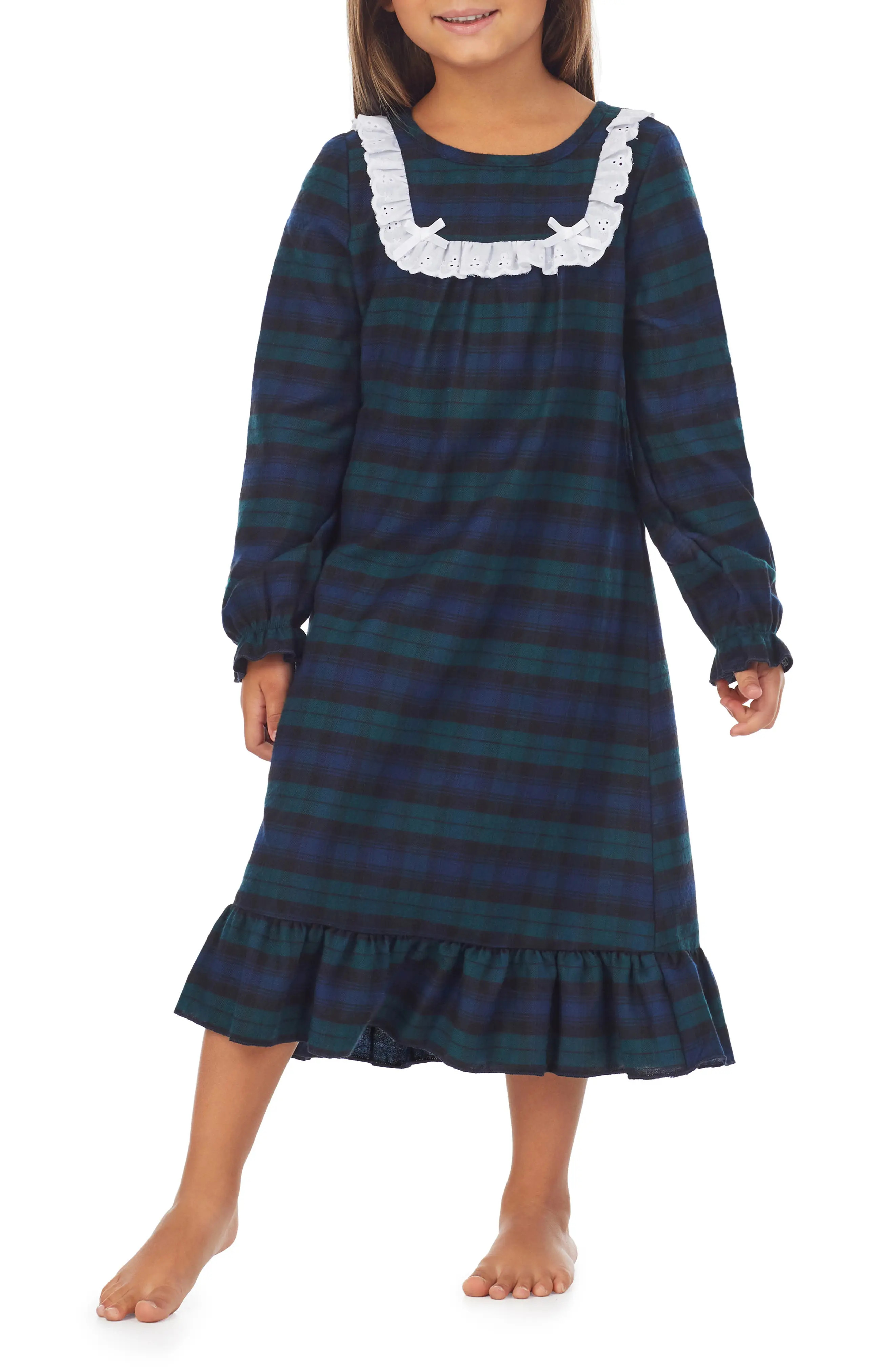 Lanz of Salzburg Tartan Plaid Nightgown, Size 8 in Blue/Green at Nordstrom | Nordstrom