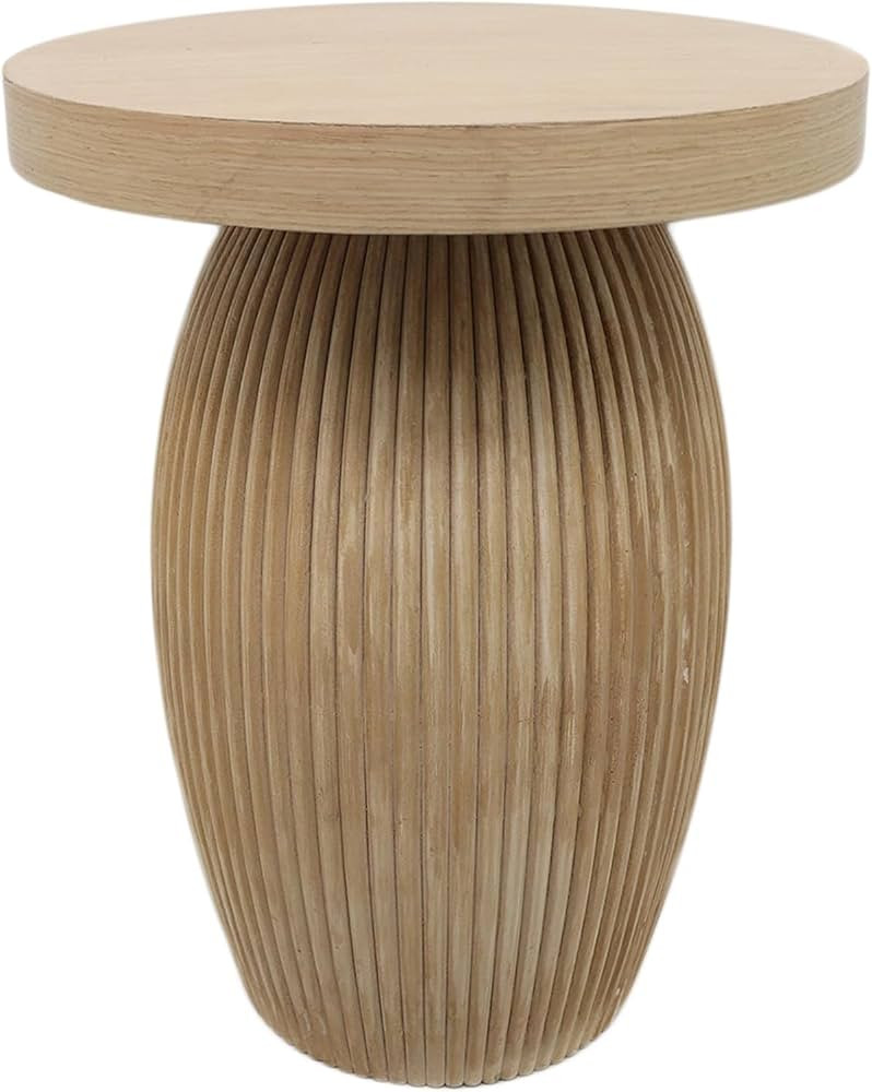 Amazon.com: Parisloft Farmhouse Wood Round End Table with Rotund Base, Mushroom Shape Side Table,... | Amazon (US)