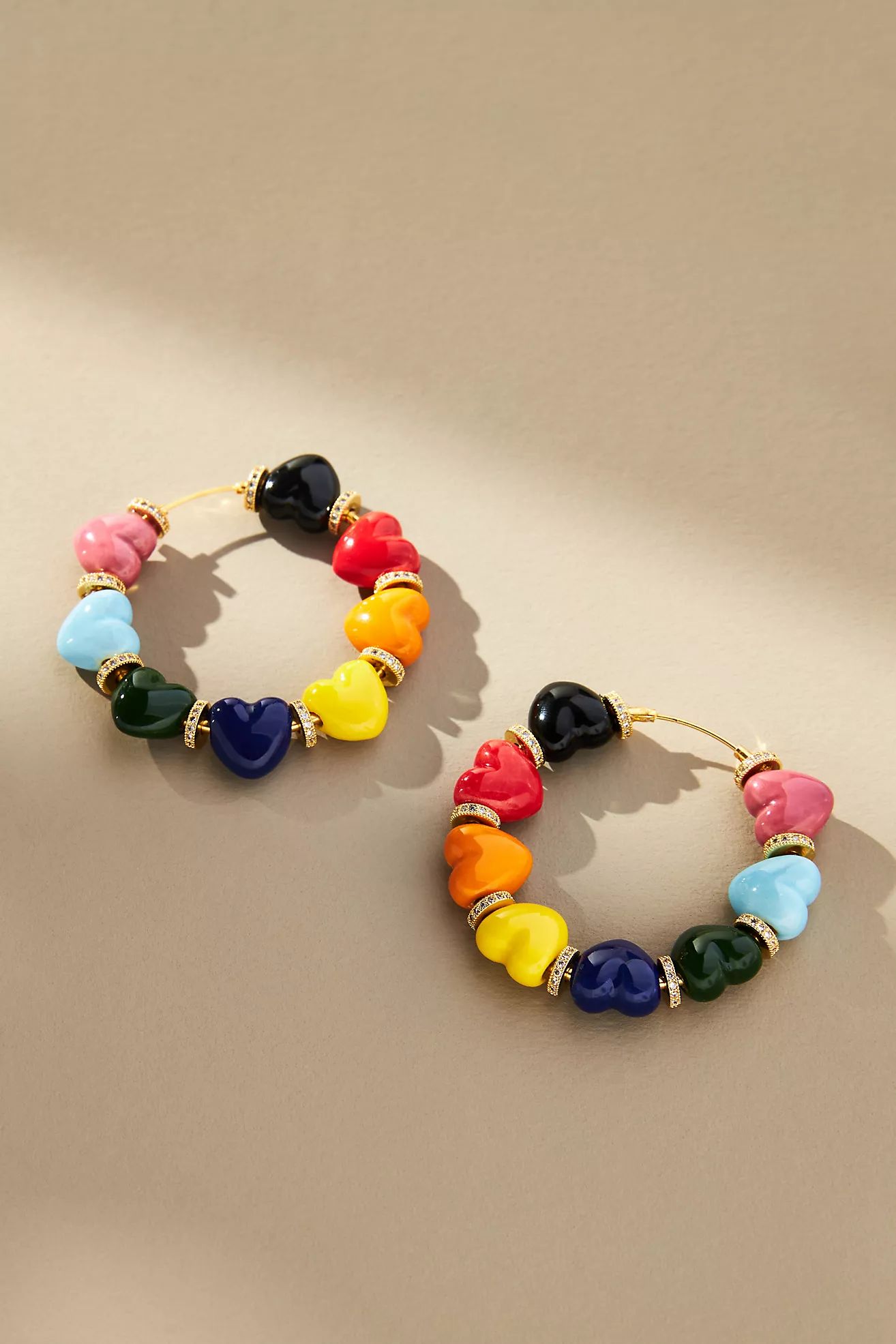 Venessa Arizaga Rainbow Hearts Hoop Earrings | Anthropologie (US)