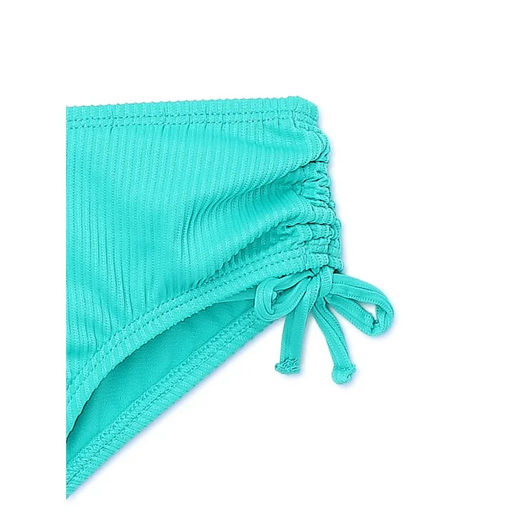 Wonder Nation Girls Ribbed Ruffle Bikini Swimsuit with UPF 50, 2-Piece, Sizes 4-18 | Walmart (US)